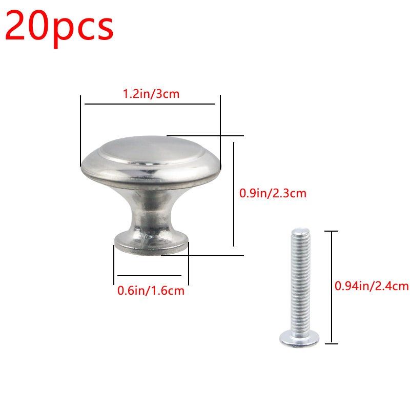 Geesatis 20 pcs Silver Cabinet Knobs Round Brushed Nickel Drawer Knobs Modern Cabinet Door Knobs Kitchen Cabinet Knobs, with Mounting Screws, Knob Dia 1.2 inch - Image 2